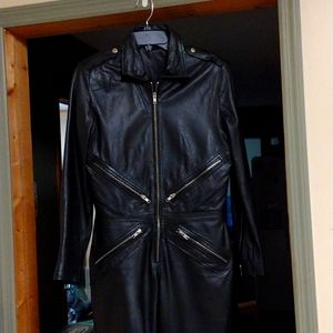 Black Genuine Leather Jumpsuit